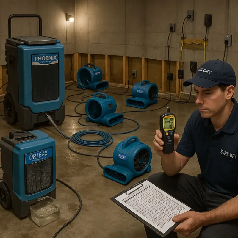 Structural Drying and Dehumidification process in Midland County, TX